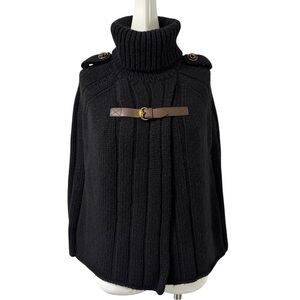 Gucci Black Knit Cape with Tan Buckle